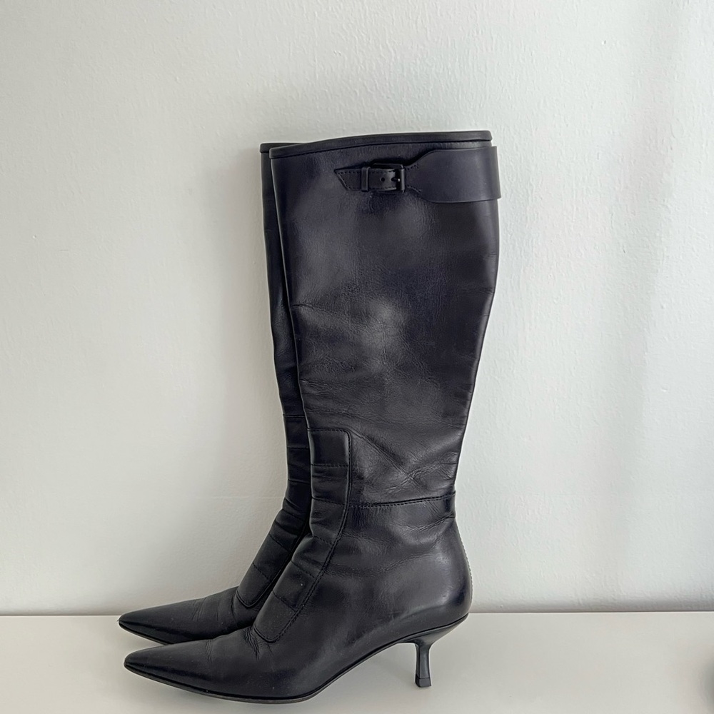 Gucci Vintage Black Heeled Knee High Boots